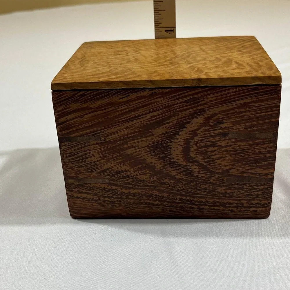 Handcrafted Andira Wood Keepsake Box with White Oak Lid, Custom Wood Storage